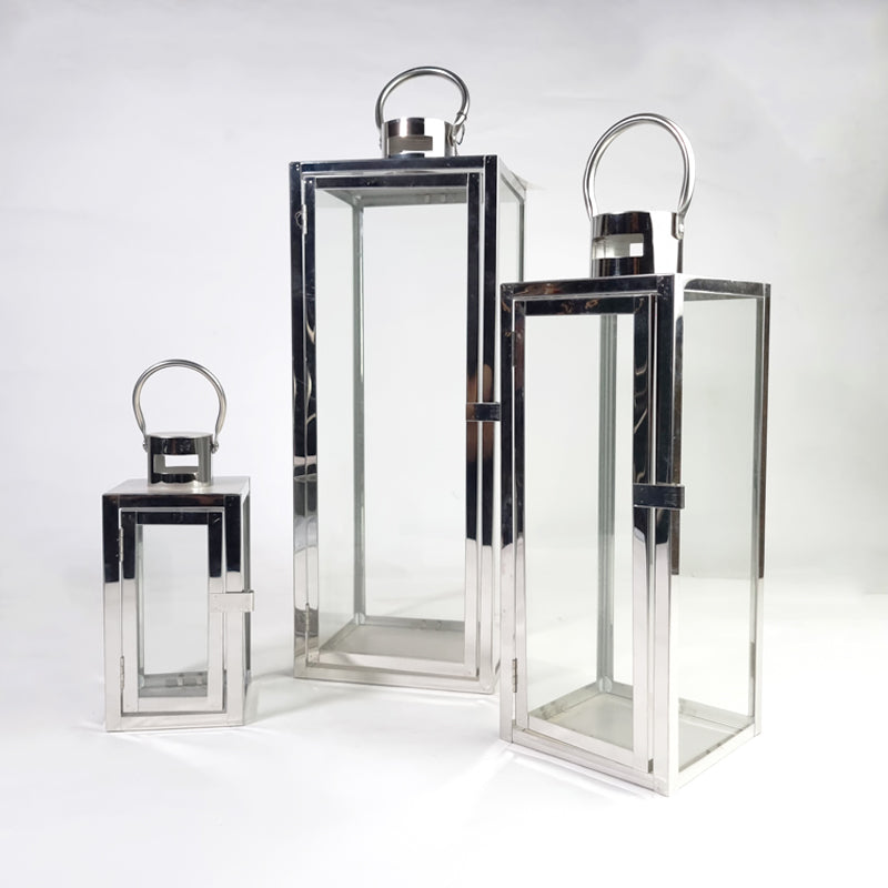 Silver Chrome Candle Lantern