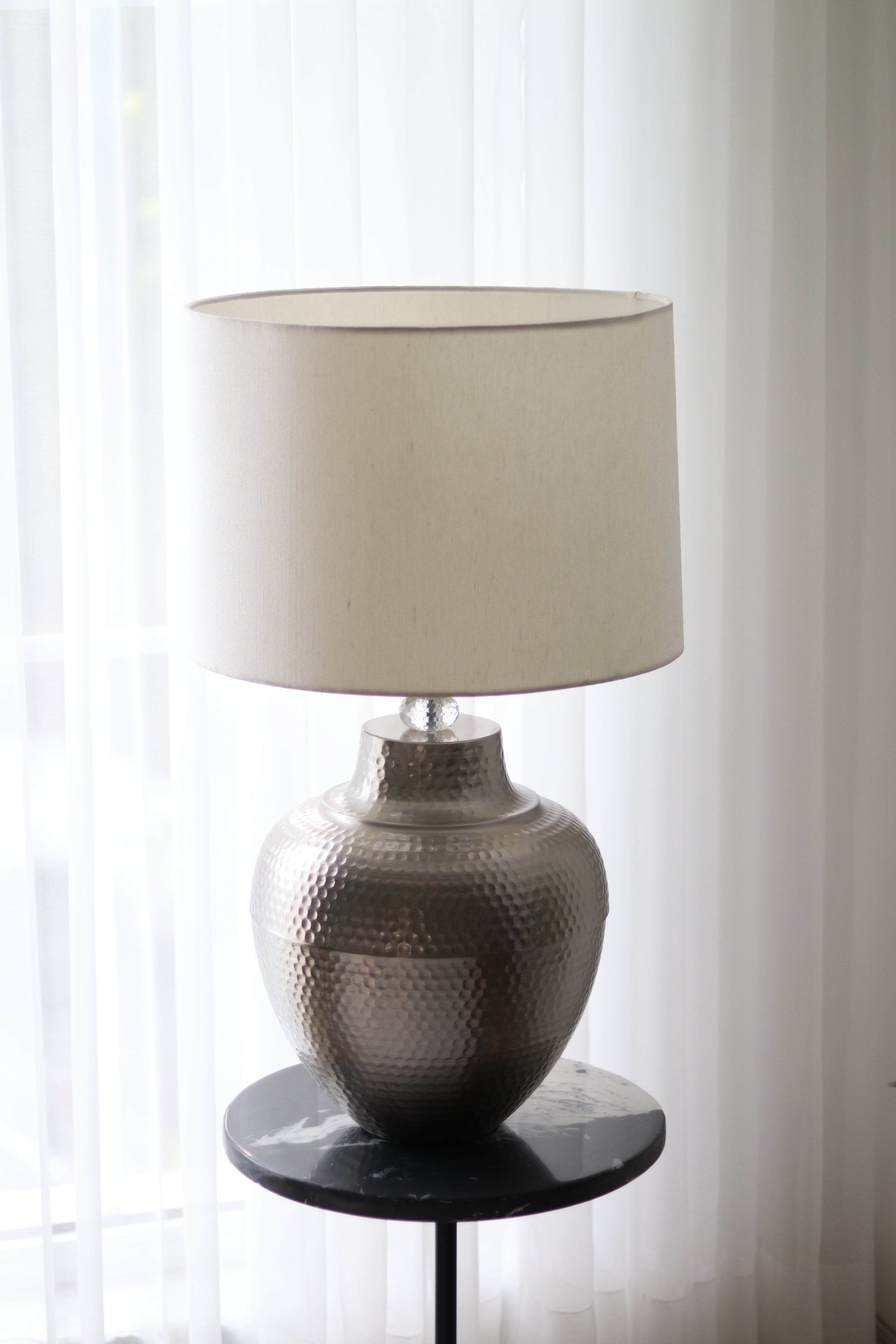 Antiqued Silvertone Lamp