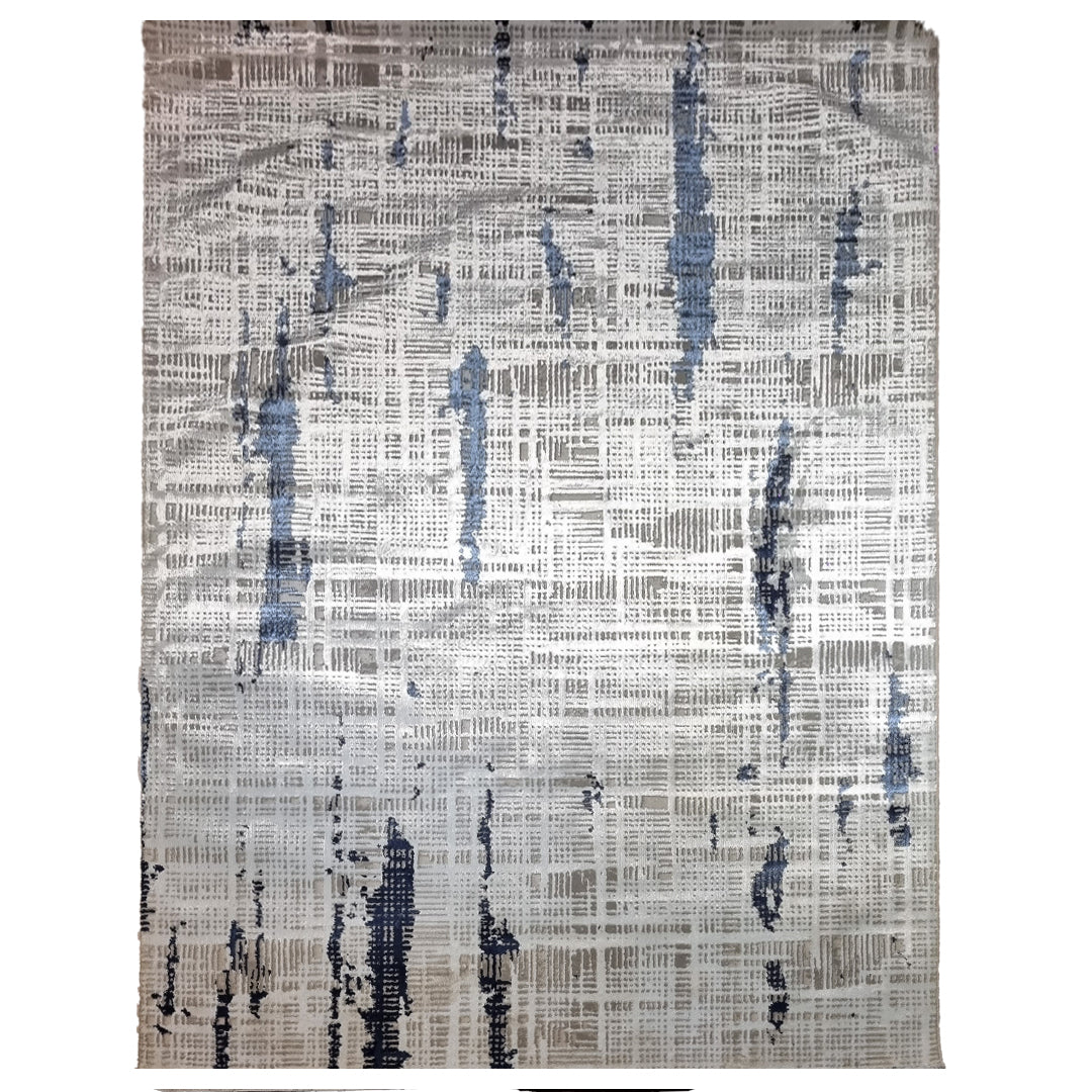 White & Blue Canvas Rug