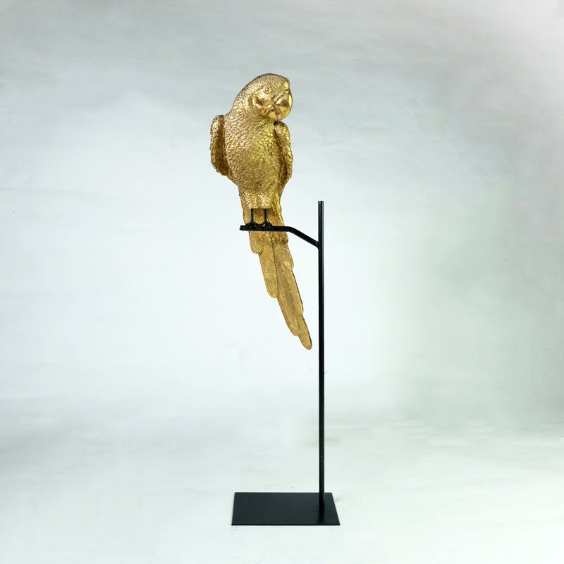 Golden Bird on Stand Sculpture