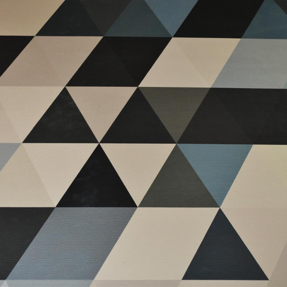 Blue Grey and White Triangle Abstract Rug
